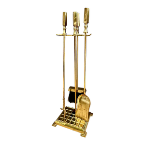 Set Modernist Brass Fireplace Tool Set