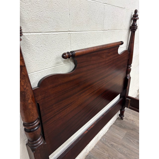Wood Antique Full Size American Empire Mahogany Four Poster Bed For Sale - Image 7 of 10
