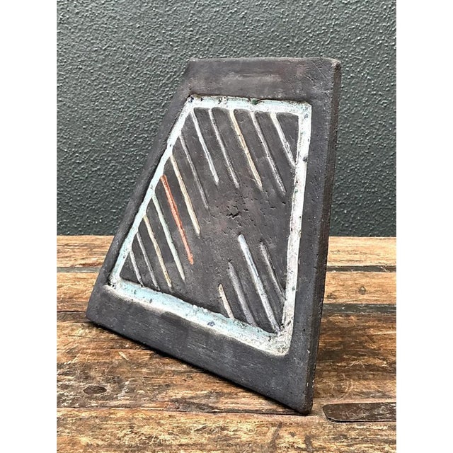 Vintage Geometric Patterned Ceramic Tile For Sale - Image 10 of 12