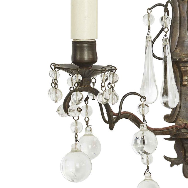 1920s Brass and Crystal Wall Lights, 1900s, Set of 2 For Sale - Image 5 of 7