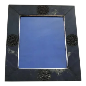 1970s Chinese Stone Silver Picture Frame Easel Back Birds