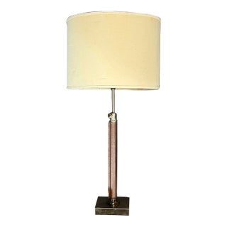 2000s Rose Bronze and Chrome Table Lamp With Cream Shade For Sale
