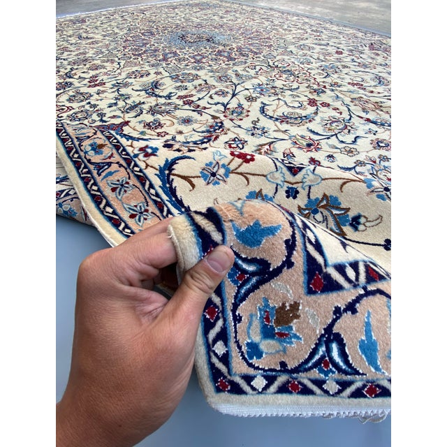Persian Isfahan Fine Silk and Wool Rug 8'6 X 11'10 For Sale - Image 11 of 12