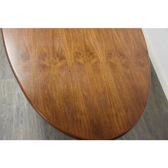 Walnut & Brass MCM Dining Table For Sale - Image 4 of 9