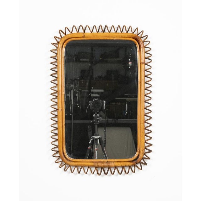 Mid-Century Modern Rattan and Bamboo Wall Mirror by Franco Albini, Italy, 1960s For Sale - Image 9 of 12