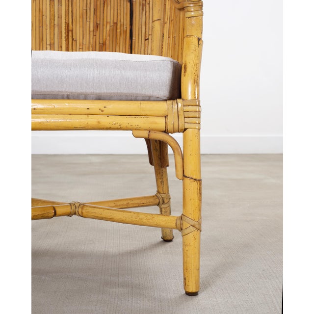 Set of Four McGuire Barrel Back Rattan Bamboo Dining Armchairs For Sale - Image 17 of 18