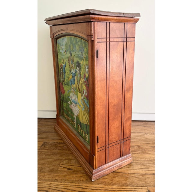 American Circa 1910 Diamond Dyes the Governess Advertising Cabinet For Sale - Image 3 of 9