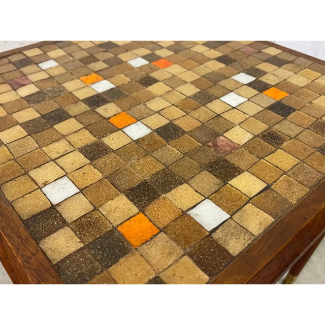 Mid-Century Modern 1960s Square Walnut & Tile Top Side Table For Sale - Image 3 of 6