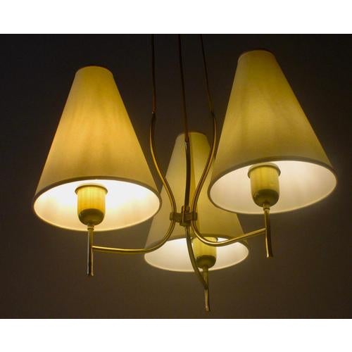 Mid-Century Brass 3-Light Chandelier, 1950s For Sale - Image 17 of 18
