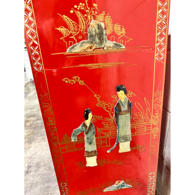 1960s Vintage Chinese Red Chinoiserie Cabinet For Sale - Image 5 of 12