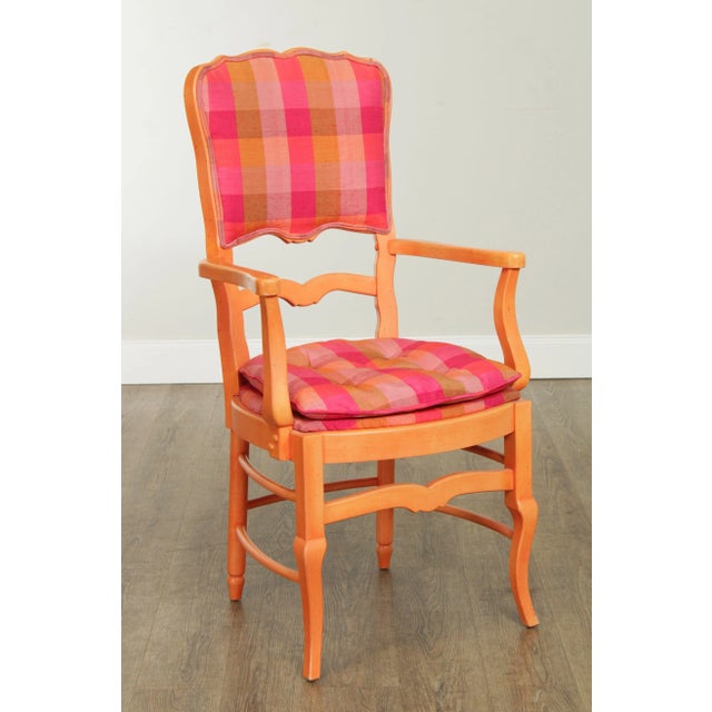 Textile Colorful Vintage Custom French Country Style Dining Chairs - Set of 6 For Sale - Image 7 of 13