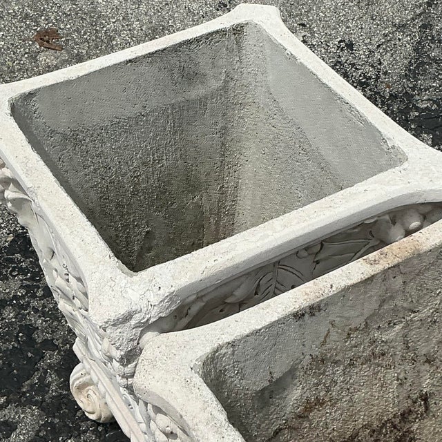 Sculpture Materials Vintage Boho Cast Concrete Grape Vine Planter - a Pair For Sale - Image 7 of 7