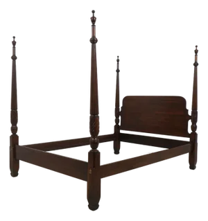 Harden Cherry Queen Size Rice Carved Poster Bed