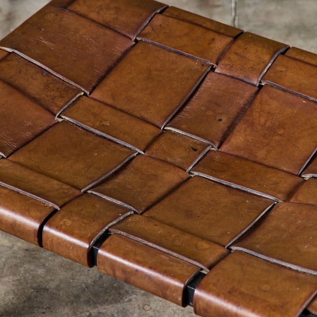 Small Woven Leather Bench by Swift and Monell For Sale - Image 13 of 18