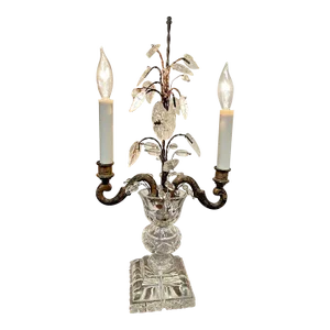 1920's Continental Antique Cut Crystal Floral Form Table Lamp