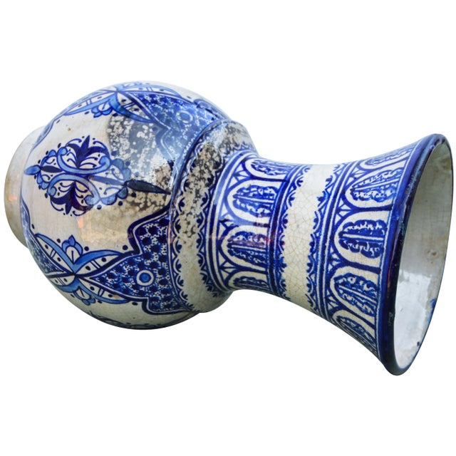 Blue Moorish Ceramic Vase For Sale - Image 8 of 11
