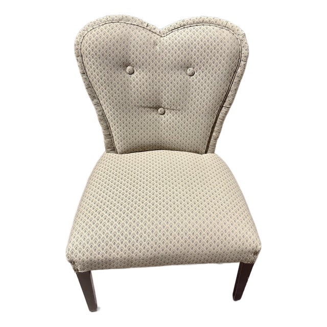 Mid 20th Century Upholstery Heart-Back Accent Chair For Sale