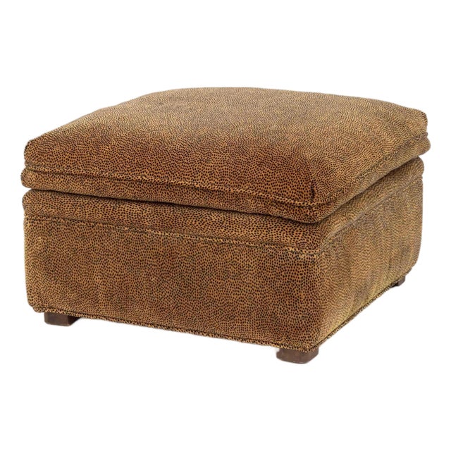 Cheetah Print Upholstered Ottoman For Sale