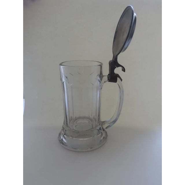 Traditional German Glass Pewter Enamel Stein Mug Tankard Glass For Sale - Image 3 of 11