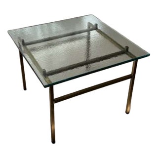 Swedish Brass Coffee Table with Marbled Glass Top, 1960s For Sale