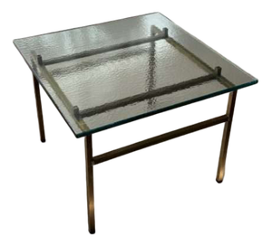 Swedish Brass Coffee Table with Marbled Glass Top, 1960s