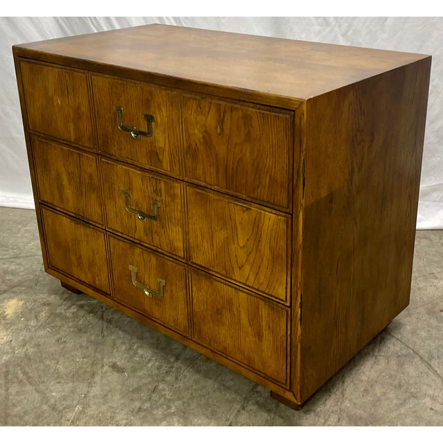 Vintage Henredon Artefacts Campaign Style Aged Oak Bachelor’s Chest of