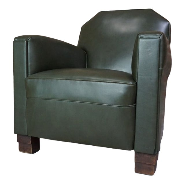 Art Deco Wood and Skaï Club Chair, 1930s For Sale