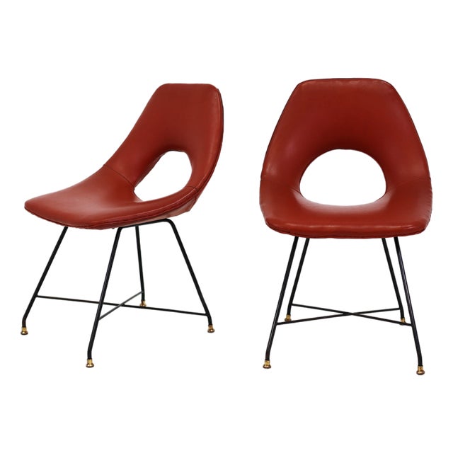 Cosmos Chairs in Vinyl by Augusto Bozzi for Saporiti, Italy, 1954, Set of 2 For Sale