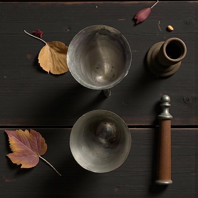 Vintage Pewter Fox Head Stirrup Cups-Pair-English Hunting-Barware-Equestrian-Man For Sale - Image 11 of 13