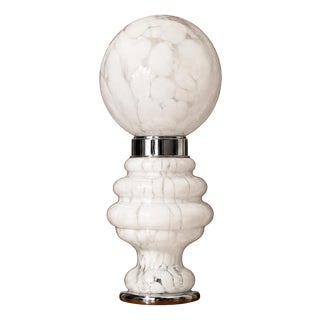 White Murano Glass Table Lamp from Mazzega, Italy, 1970s For Sale