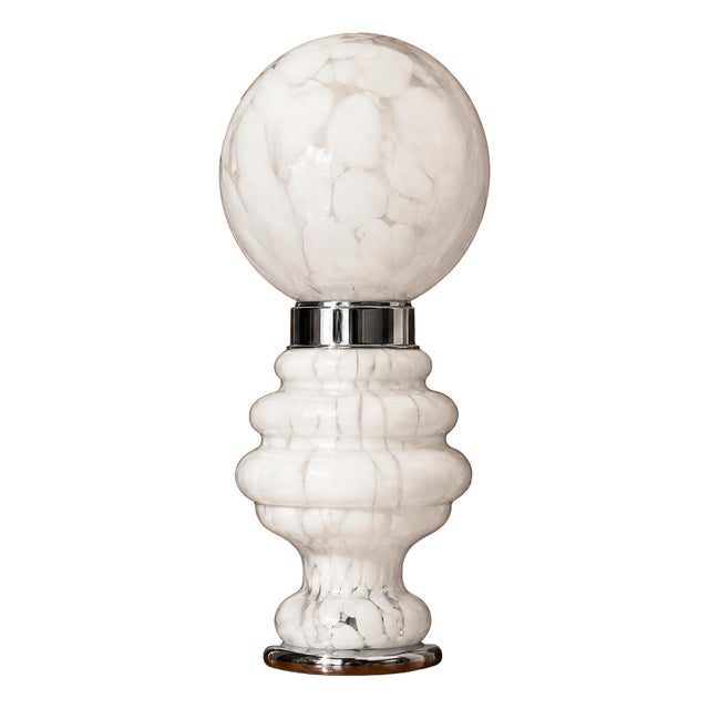 White Murano Glass Table Lamp from Mazzega, Italy, 1970s For Sale