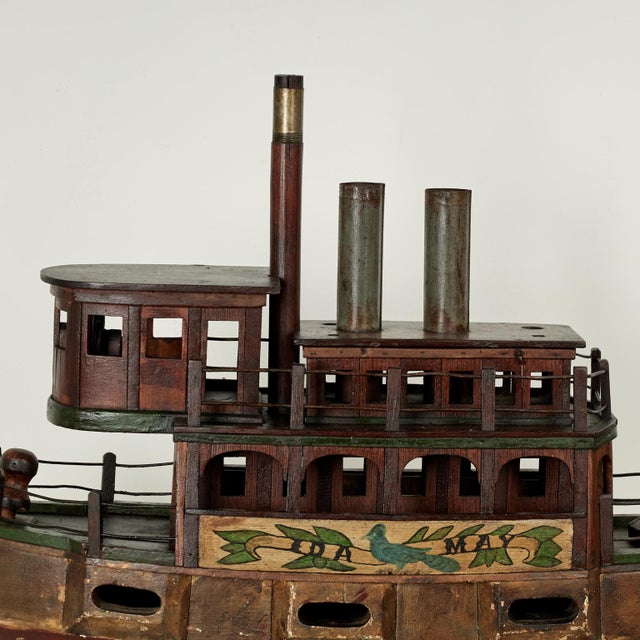 Antique Folk Art Boat Model For Sale In West Palm - Image 6 of 15