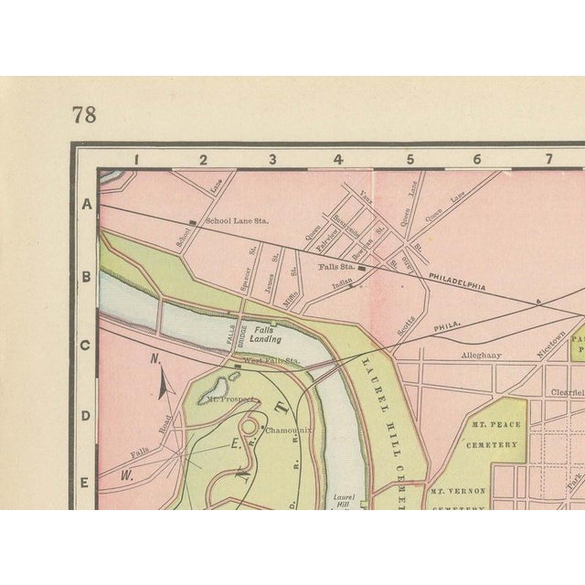 Antique Map of Philadelphia with Delaware River Piers from Rand McNally, 1899 For Sale - Image 6 of 12