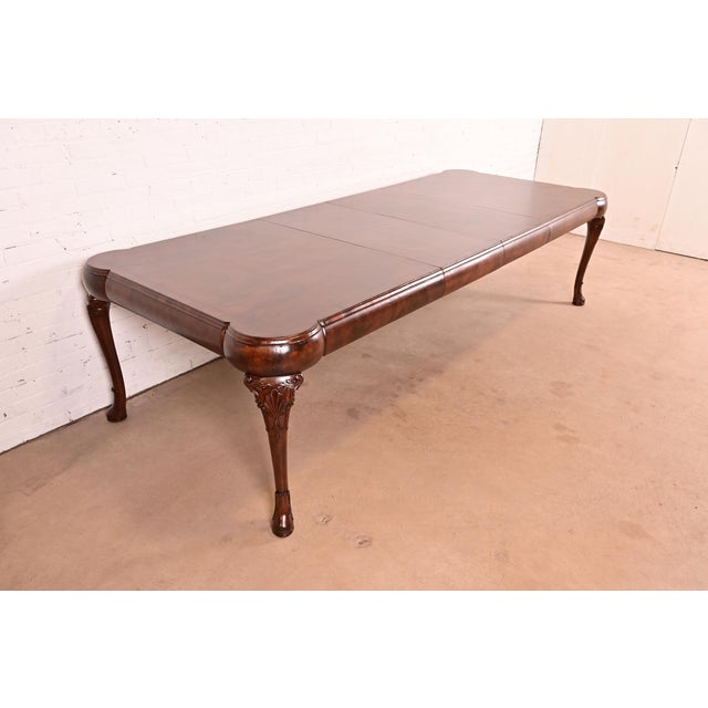 19th Century Antique Queen Anne Burl Wood Extension Dining Table, Newly Refinished For Sale - Image 14 of 14