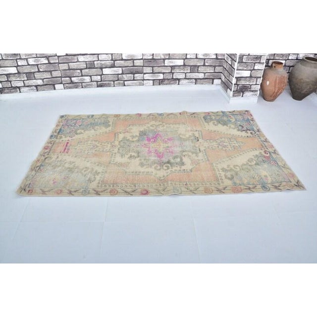 Apricot Anatolian Vintage Madallion Carpet For Sale - Image 8 of 10