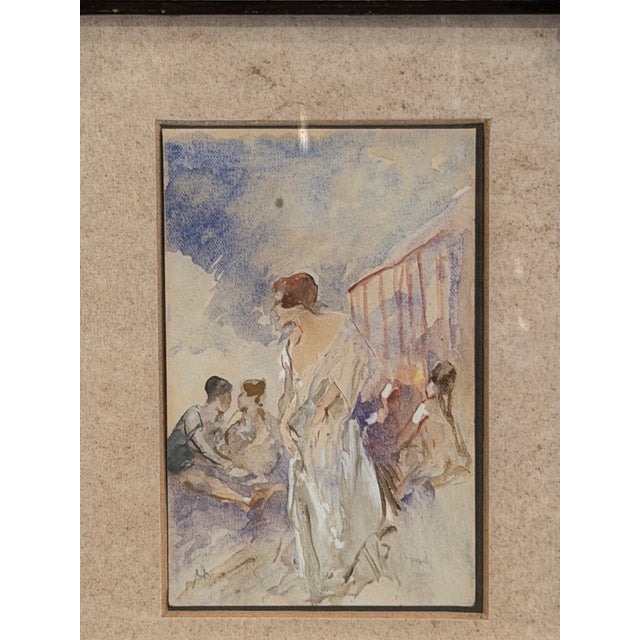 Pompeo Mariani, Female Figures, 19th Century, Watercolor For Sale - Image 3 of 8