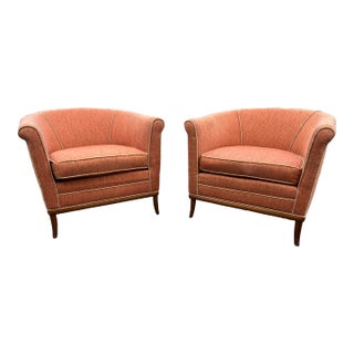 1970s Wood Accent Barrel Side Chairs- Set of 2 For Sale