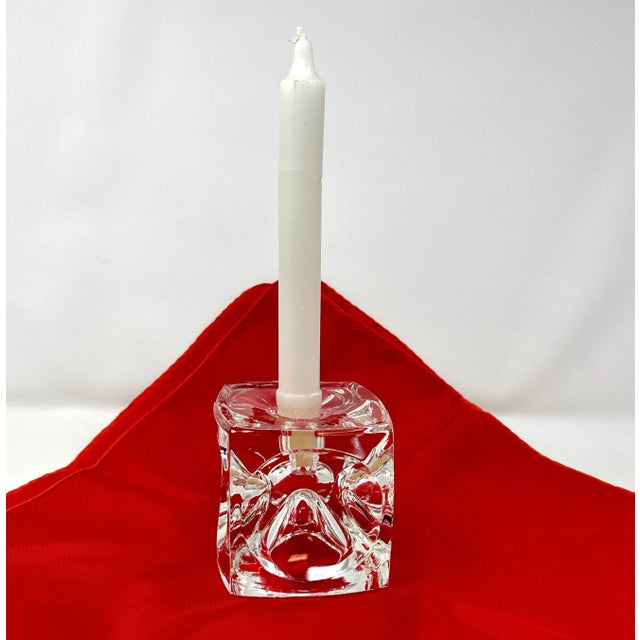 Mid 20th Century Bohemian Czech Art Glass Ice Cube Candle Holder by Rudolf Jurnikl For Sale In Chicago - Image 6 of 7