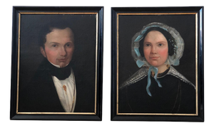 Portrait of a Gentleman and Lady, 19th Century, Oil Painting on Canvas, Framed, Set of 2