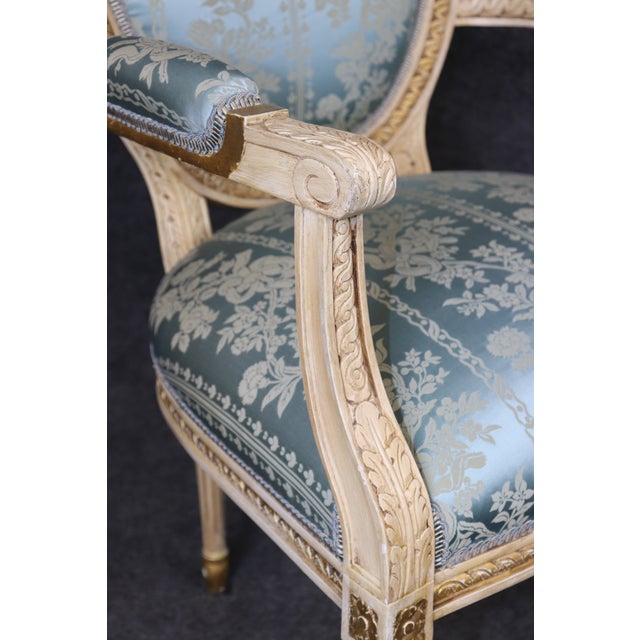 Set 10 French Louis XVI Style Parcel Gilt Dining Chairs. For Sale - Image 13 of 16