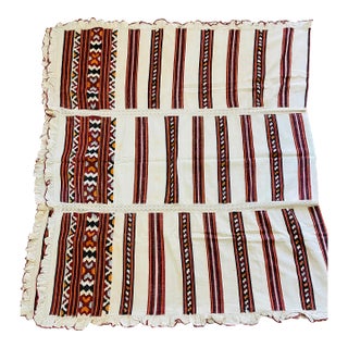 Gorgeous Antique Romanian Ethnographic Handspun Crochet Tablecloth For Sale