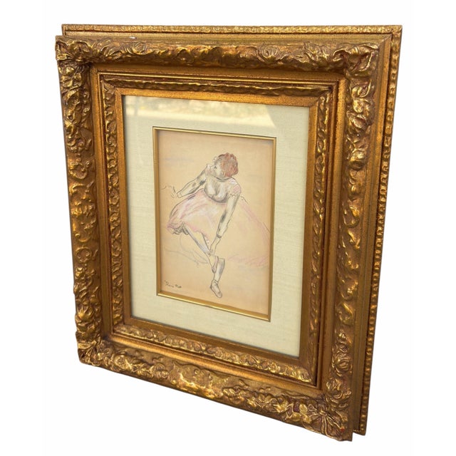 Expressionism Rare Original Rene Piot Watercolor Painting of a Ballerina - Joanna Carson Estate For Sale - Image 3 of 4