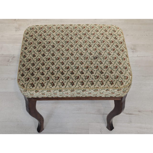 Louis Style Wooden Ottoman with Floral Pattern For Sale - Image 6 of 11