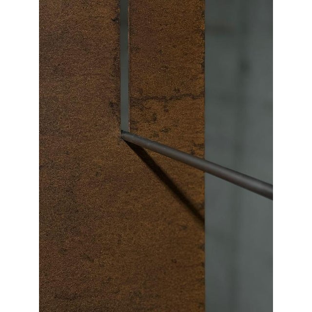 Equo X Floor Lamp in Bent Iron with Stainless Steel and Travertine by D´ARK Atelier For Sale - Image 12 of 18