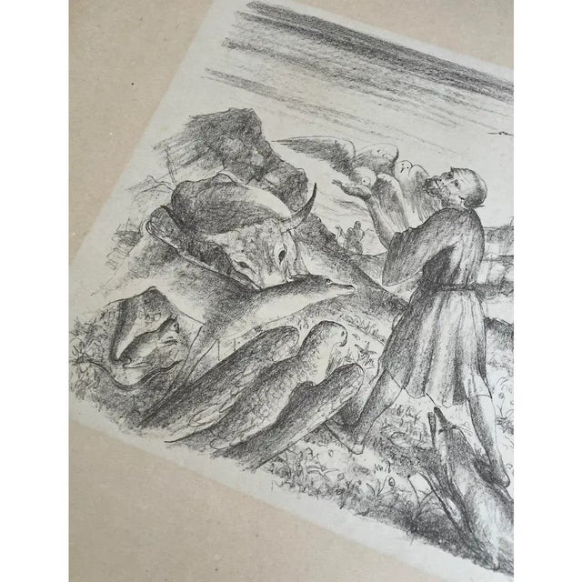 Charcoal Francis Preaches to the Animals (Saint Francis of Assisi) Lithograph by Walter Teutsch (German/Romanian, 1883–1964) c.1924 For Sale - Image 8 of 10