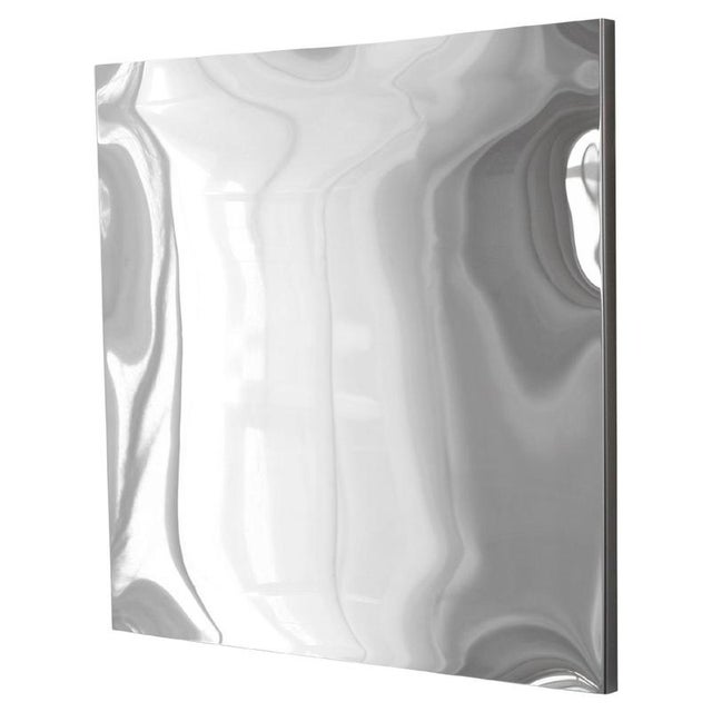 Silver Distorting Square Wall Mirror in Polished Stainless Steel by Julien Vidame For Sale - Image 8 of 8