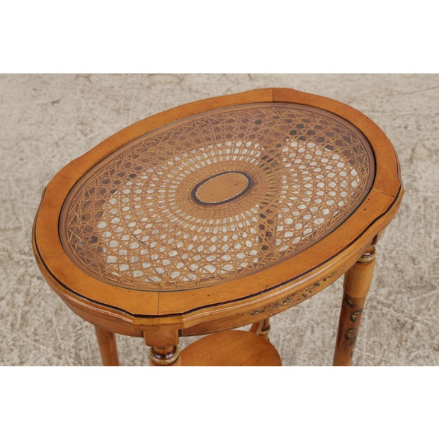 Adams Style Cane & Glass Top Paint Decorated Table For Sale In Philadelphia - Image 6 of 15