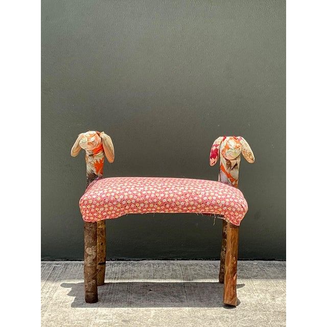 Bring a sense of artistry and whimsy to your interior with this vintage handcrafted animal bench, a delightful example of...