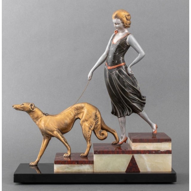 Art Deco Style Sculpture Woman & Greyhound Chairish