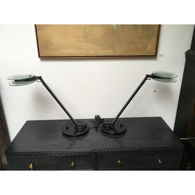 Relco Italia Pair of Architectural Postmodern Halogen Table Lamps by Relco Milan, 1980s For Sale - Image 4 of 10